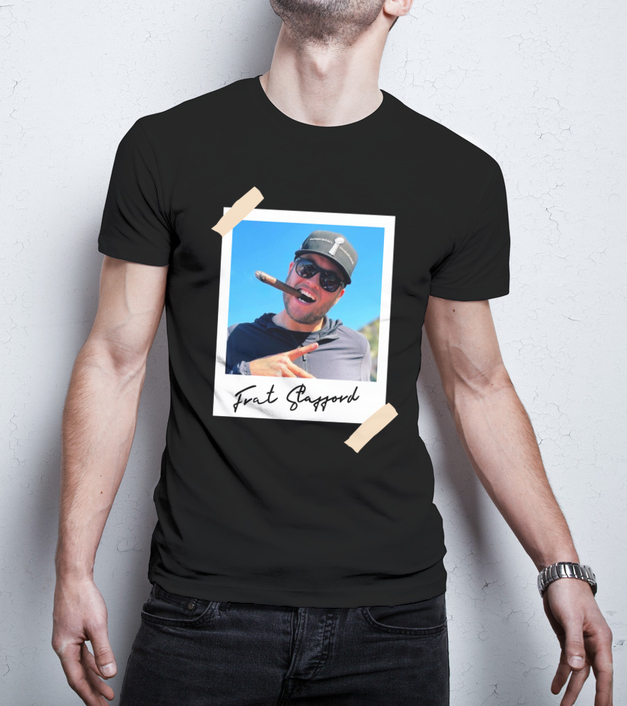 Frat Stafford Cigar Photo Wearing Hat T-Shirt