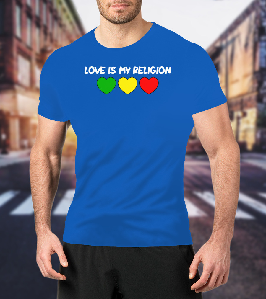 Ziggy Marley Love Is My Religion Green Yellow Red Hearts T-Shirt
