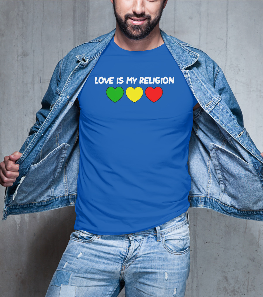 Ziggy Marley Love Is My Religion Green Yellow Red Hearts T-Shirt