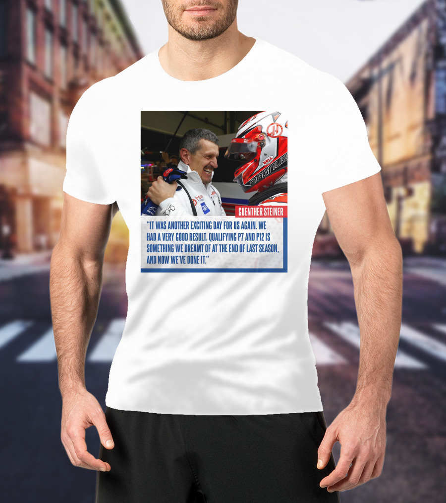 Guenther Steiner Haas F1 Bahrain GP Qualifying P7 P12 Achievement T-Shirt