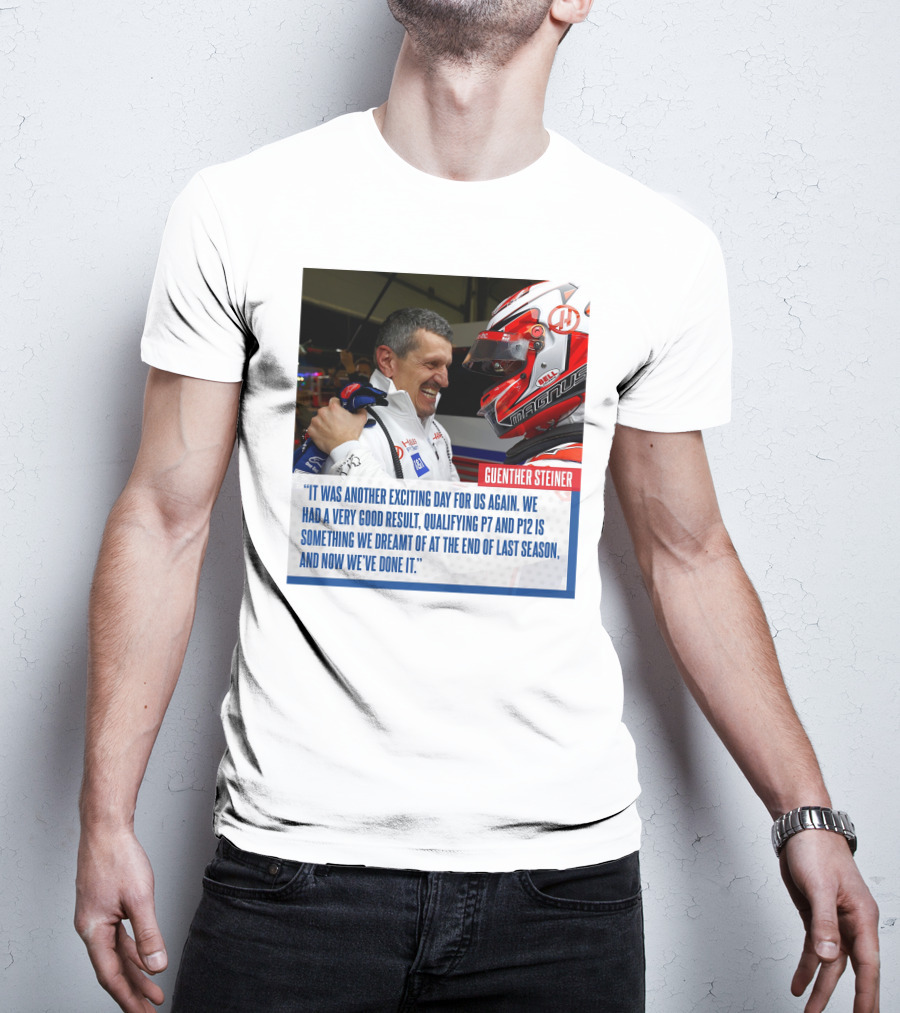 Guenther Steiner Haas F1 Bahrain GP Qualifying P7 P12 Achievement T-Shirt