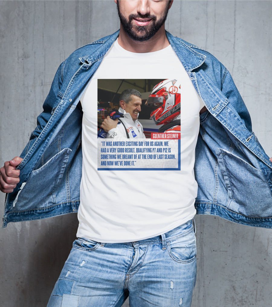 Guenther Steiner Haas F1 Bahrain GP Qualifying P7 P12 Achievement T-Shirt