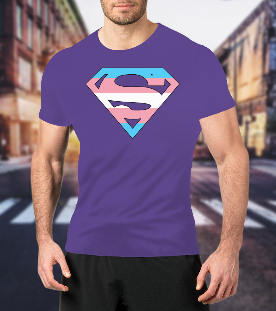 Superman Logo Trans Flag Trans Rights Are Human Rights T-Shirt