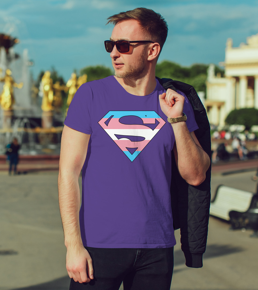 Superman Logo Trans Flag Trans Rights Are Human Rights T-Shirt