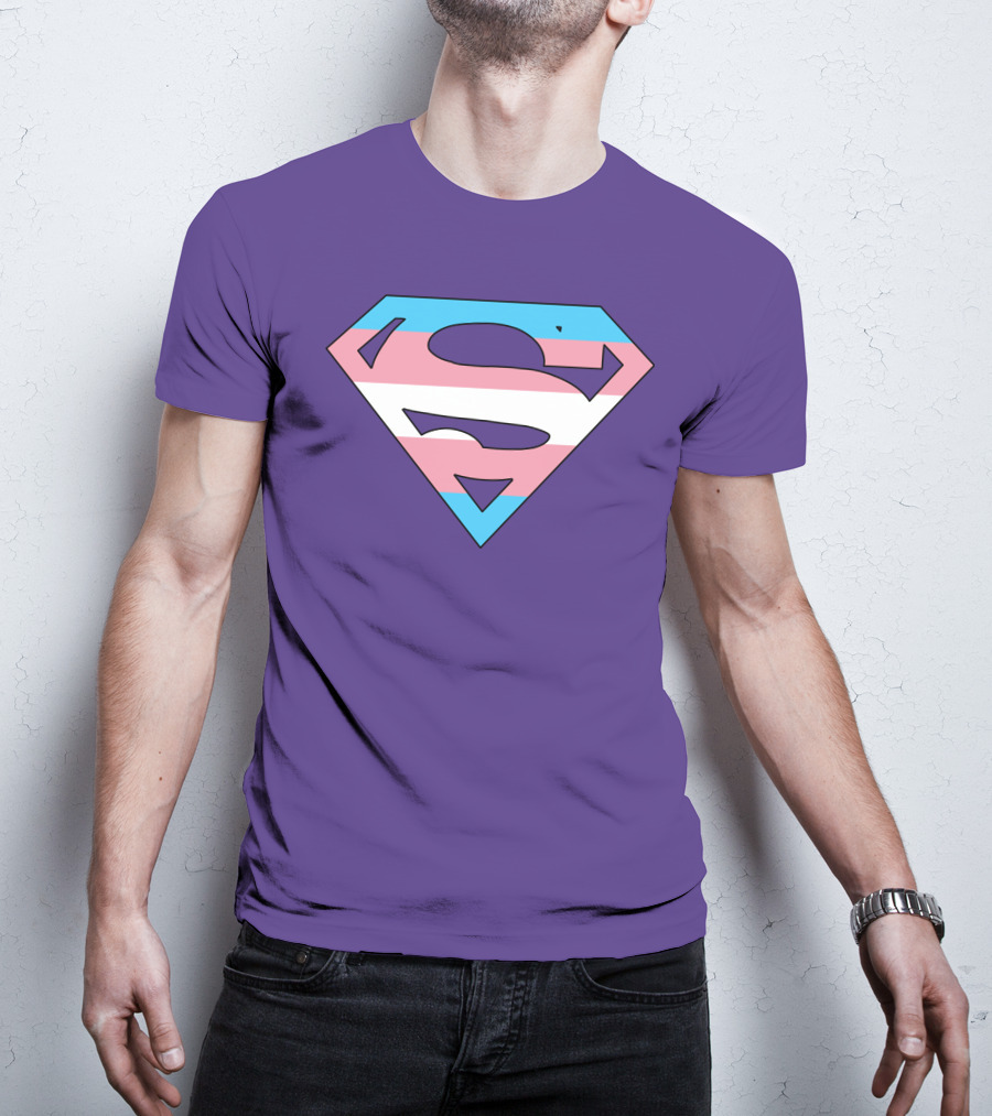 Superman Logo Trans Flag Trans Rights Are Human Rights T-Shirt