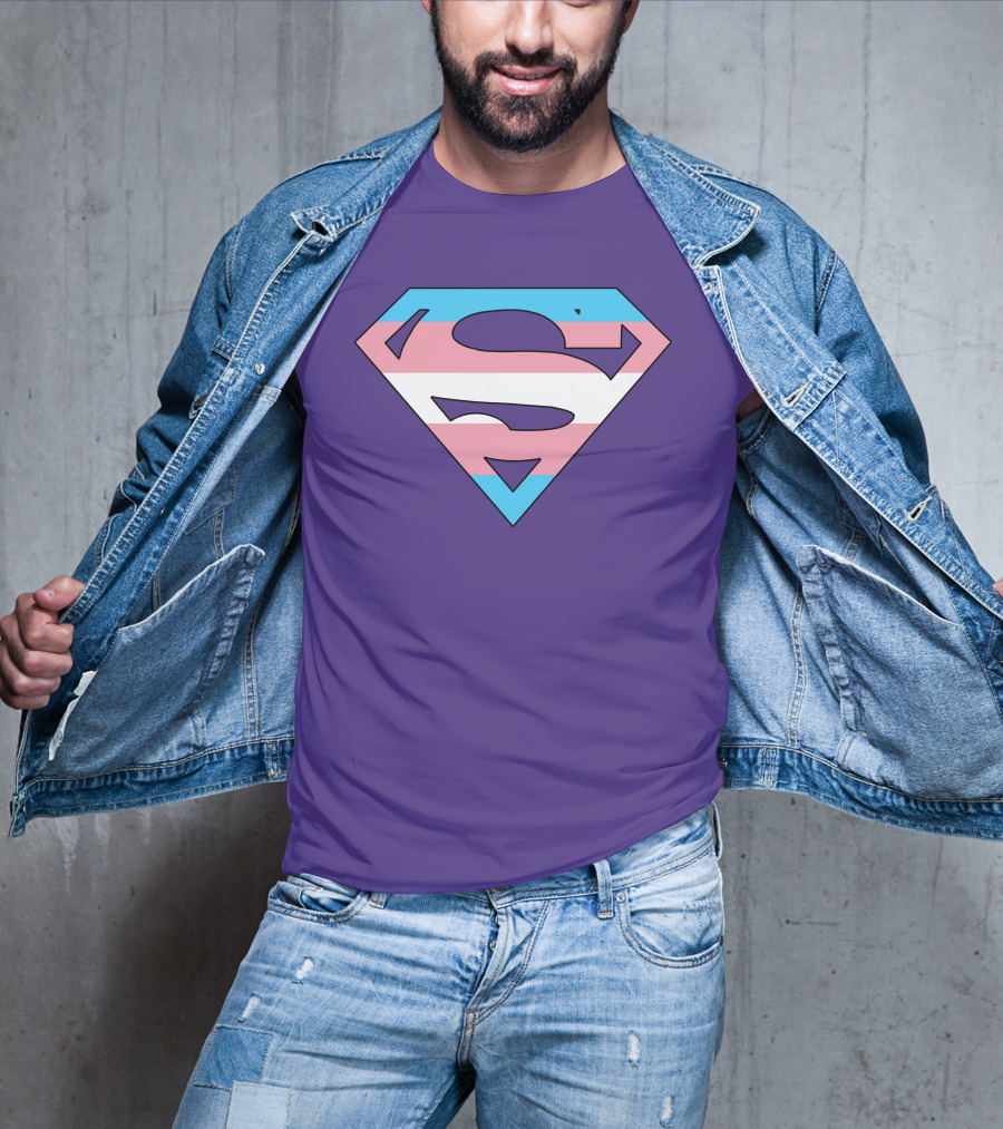 Superman Logo Trans Flag Trans Rights Are Human Rights T-Shirt