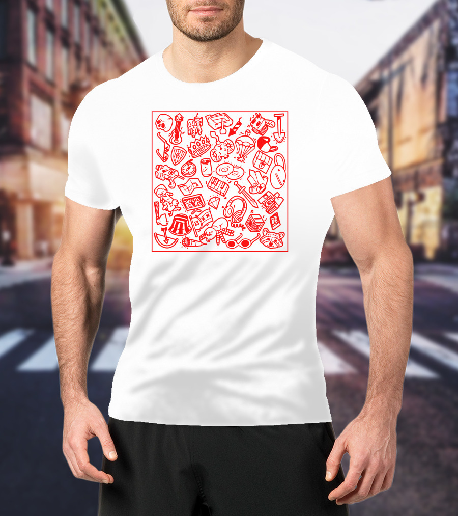 Tommyinnit Store Iconic Red Doodle Collection T-Shirt