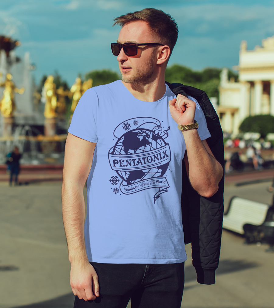 Pentatonix Holidays Around The World Globe And Snowflakes T-Shirt