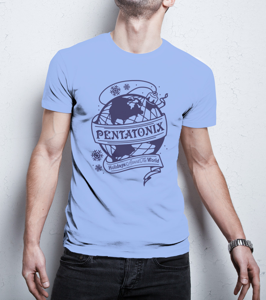 Pentatonix Holidays Around The World Globe And Snowflakes T-Shirt