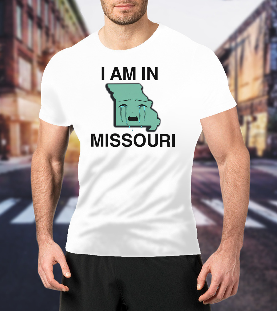 I Am In Missouri Crying State Map T-Shirt