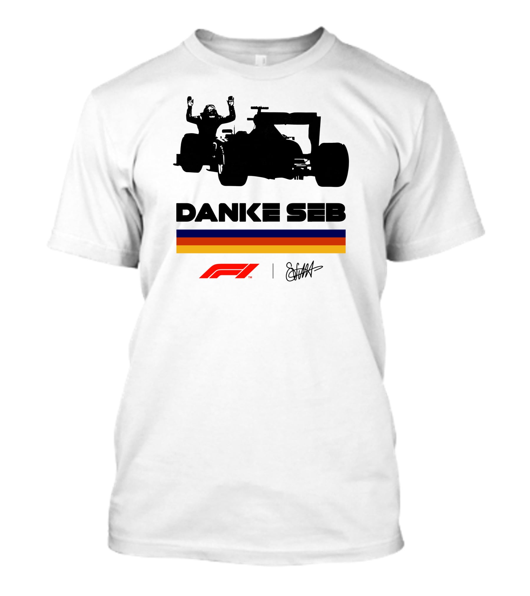 Autosport Sebastian Vettel Danke Seb F1 Silhouette Champion T-Shirt