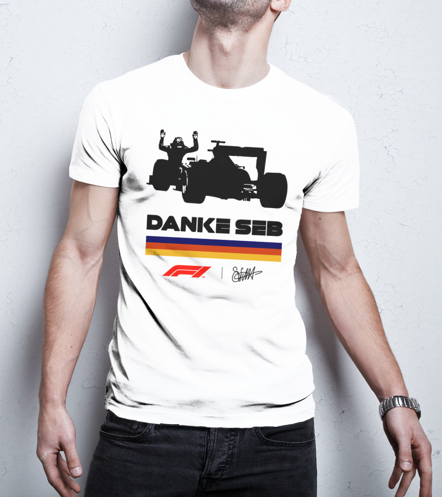 Autosport Sebastian Vettel Danke Seb F1 Silhouette Champion T-Shirt