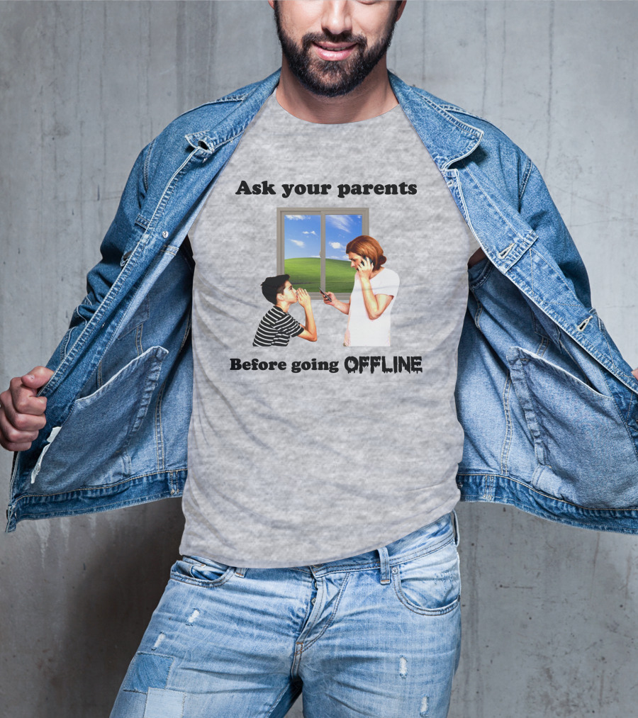 Ask Your Parents Before Going Offline Retro Technology Humor Scene T-Shirt