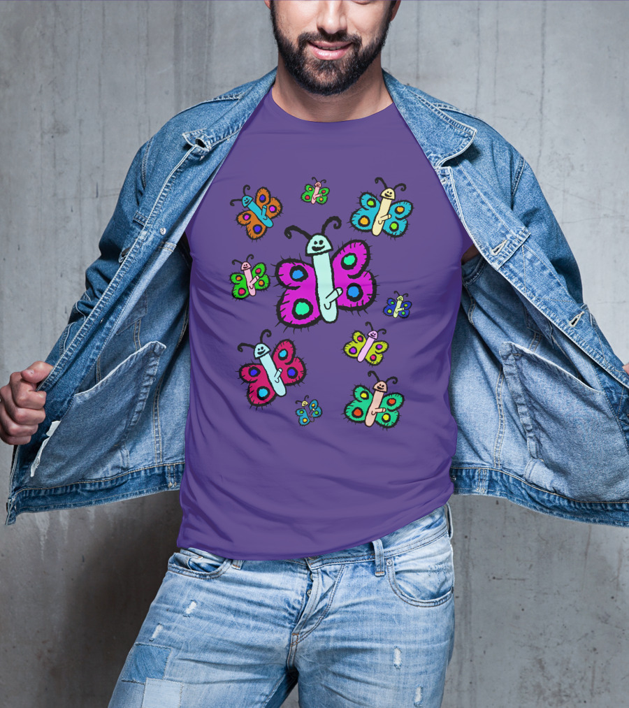 Teen Hearts Merch Wienerflys Colorful Butterfly Characters T-Shirt