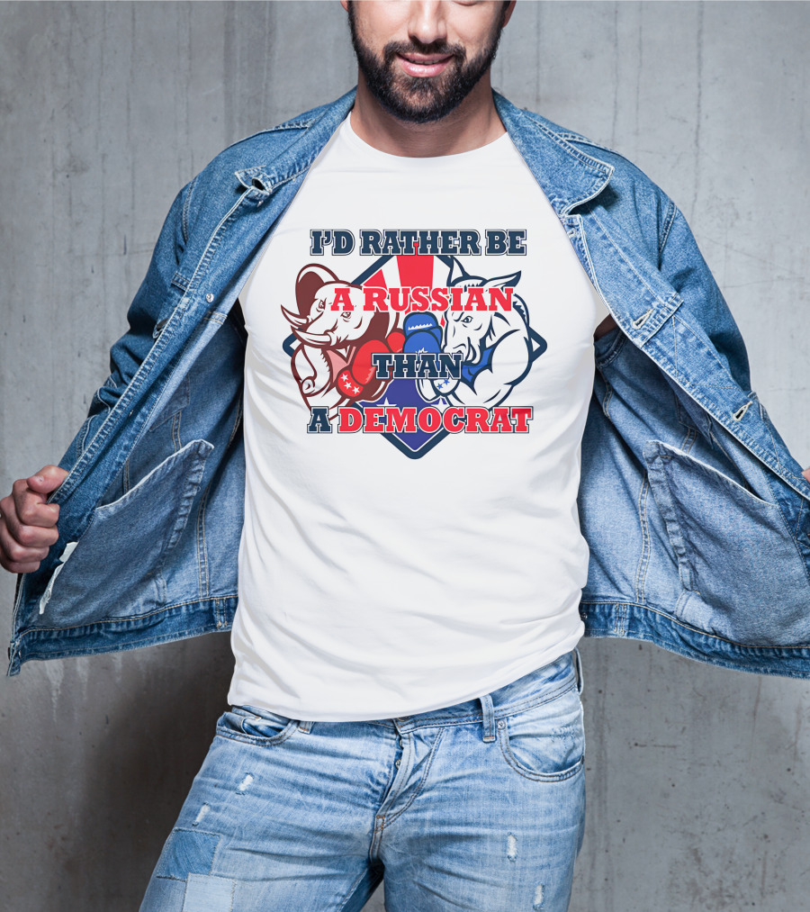 I'D Rather Be A Russian Than A Democrat Elephant And Donkey Boxing Gloves T-Shirt