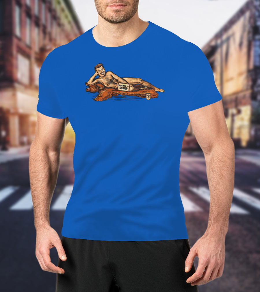 Movember 22 Champ Terroriser Reclining On Bear Rug T-Shirt