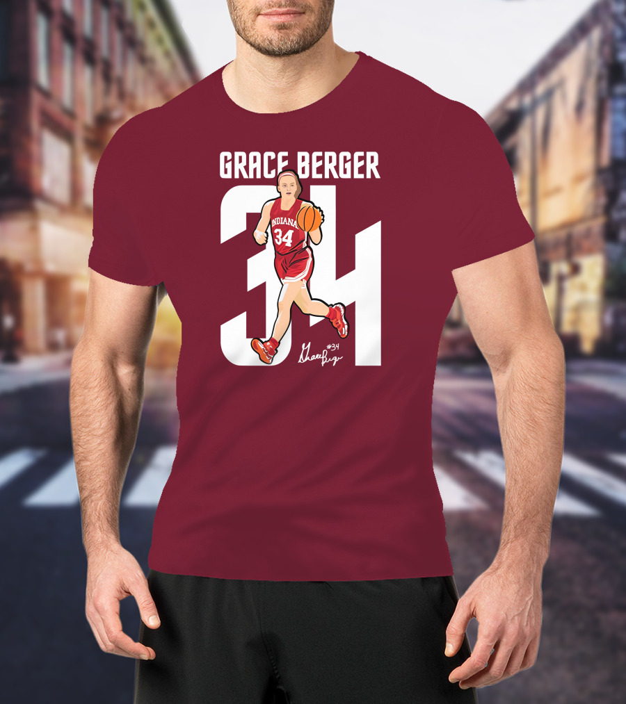 Grace Berger Indiana Basketball 34 Signature Player T-Shirt