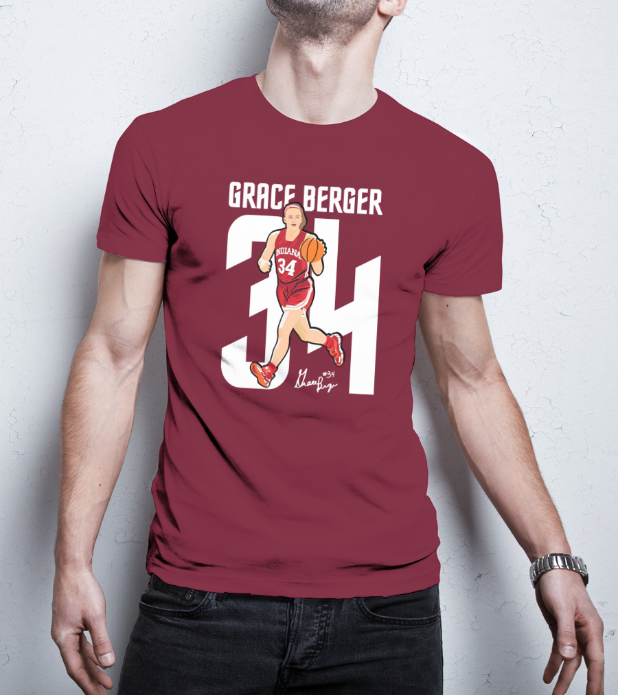 Grace Berger Indiana Basketball 34 Signature Player T-Shirt