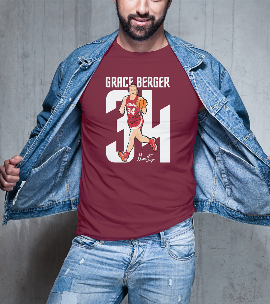 Grace Berger Indiana Basketball 34 Signature Player T-Shirt