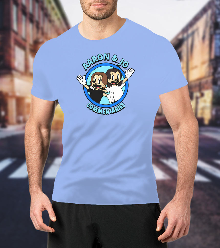 Crowdmade Aaron And Jo Commentaries Cartoon Style Blue Circle T-Shirt