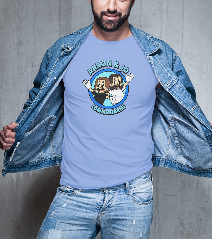 Crowdmade Aaron And Jo Commentaries Cartoon Style Blue Circle T-Shirt