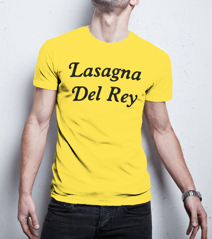 Lasagna Del Rey Yellow Block Text T-Shirt