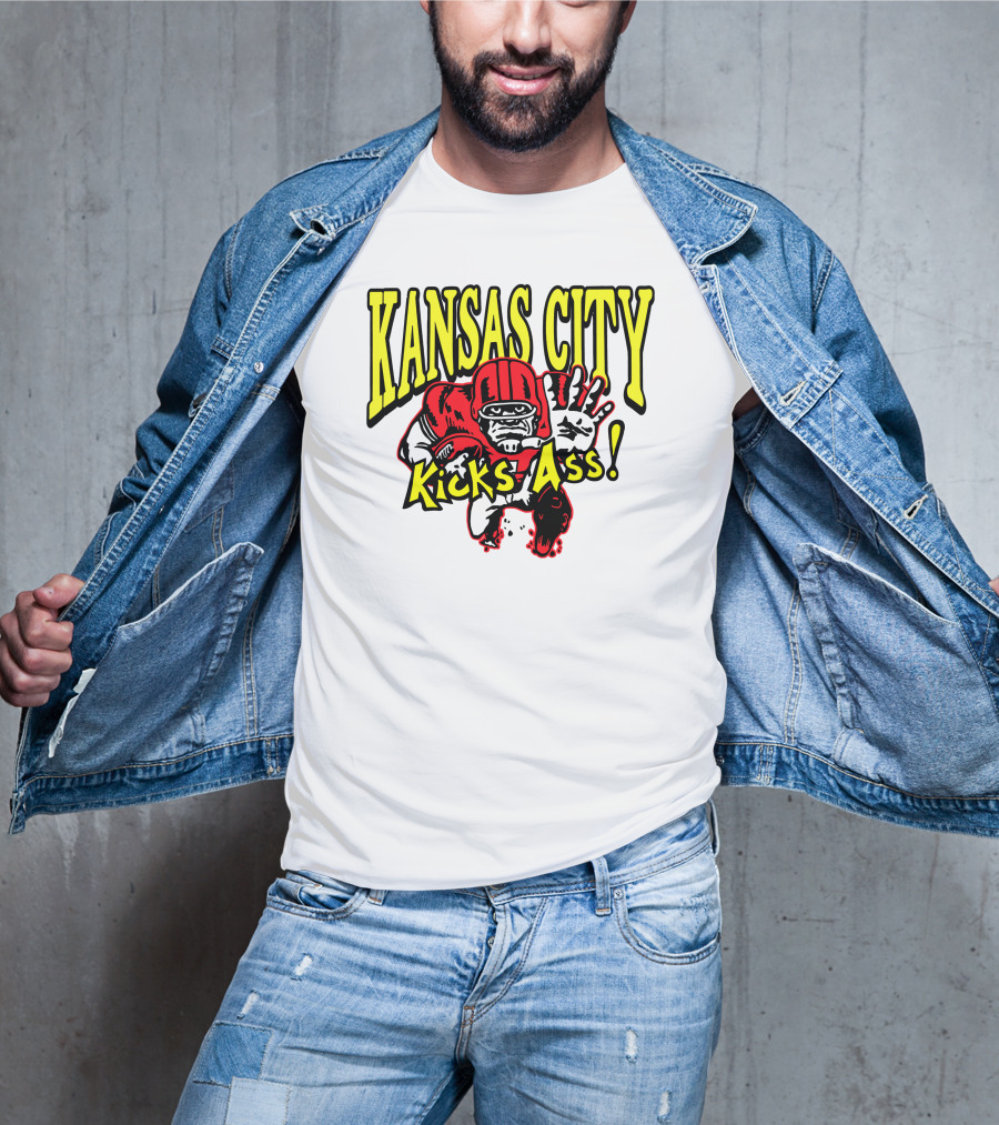 Kansas City Kicks Ass Red Football Player T-Shirt