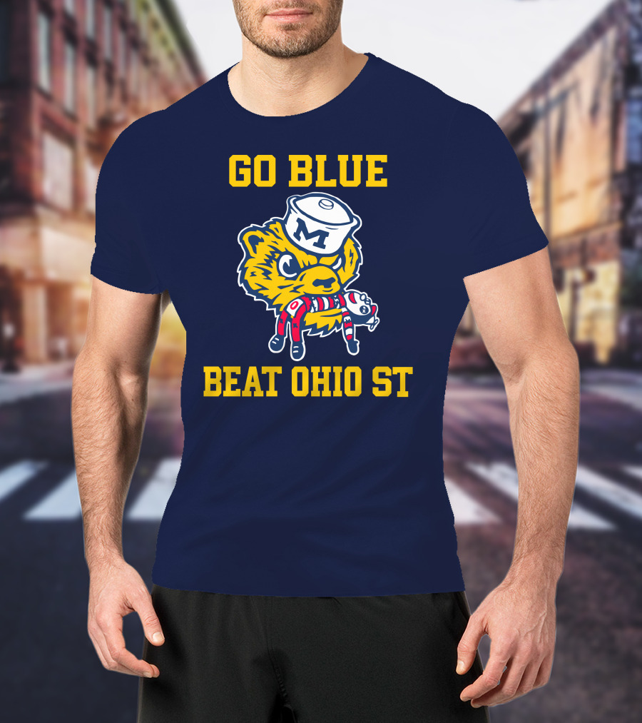 Go Blue Beat Ohio St Michigan Wolverine Victory Mascot Showdown T-Shirt