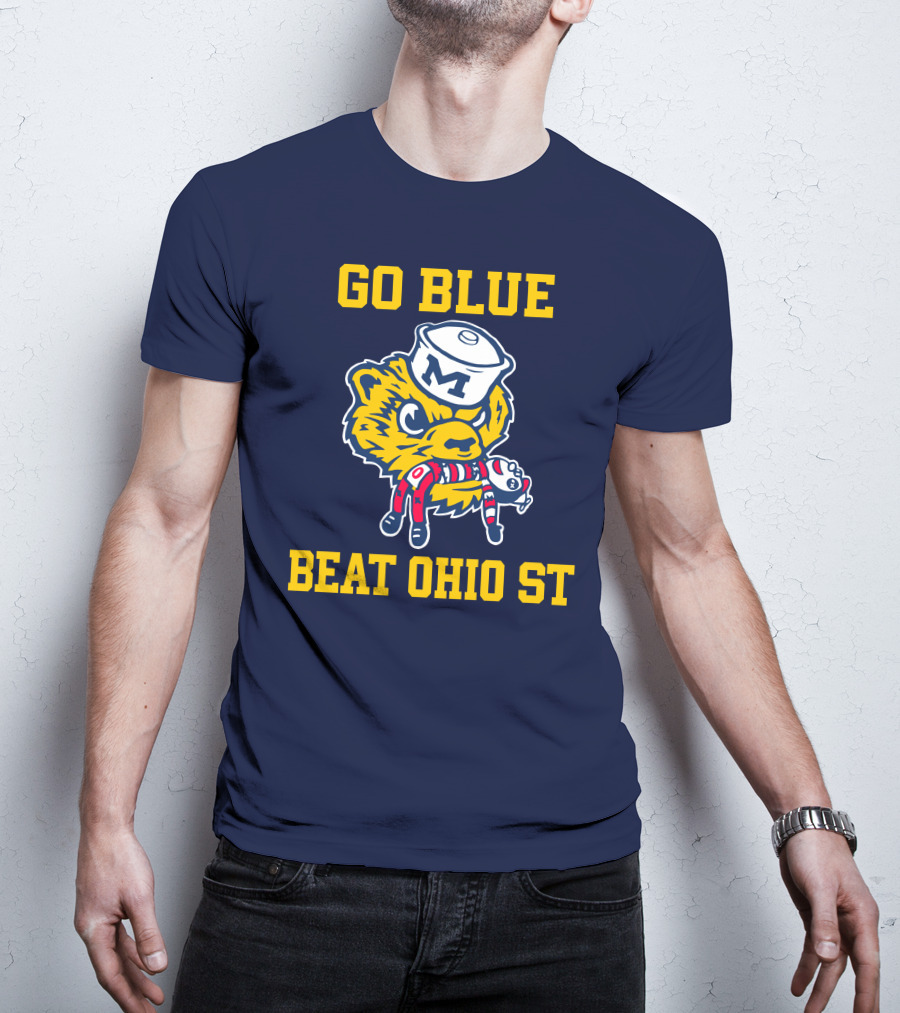 Go Blue Beat Ohio St Michigan Wolverine Victory Mascot Showdown T-Shirt