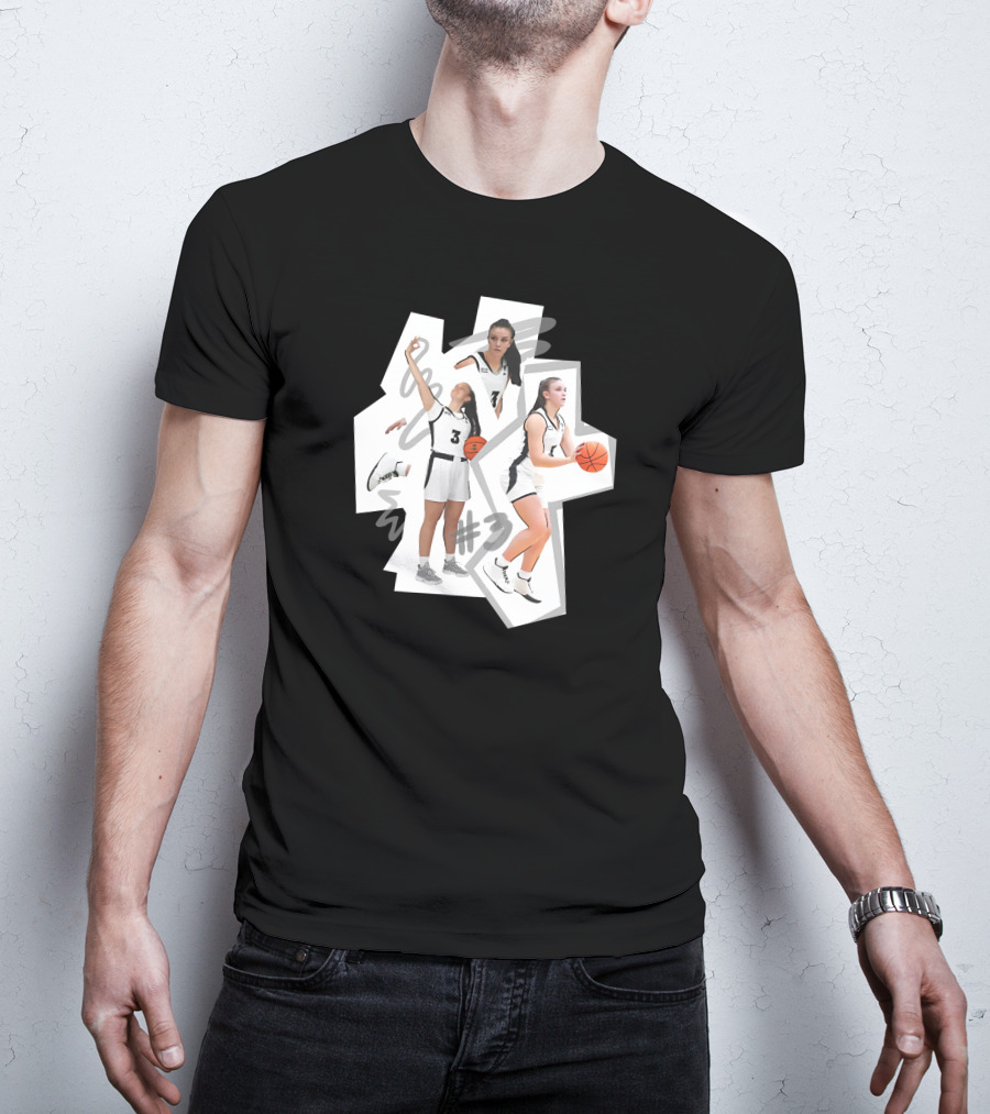 Kevin Huerter Wearing Meghan Huerter #3 Basketball Collage T-Shirt