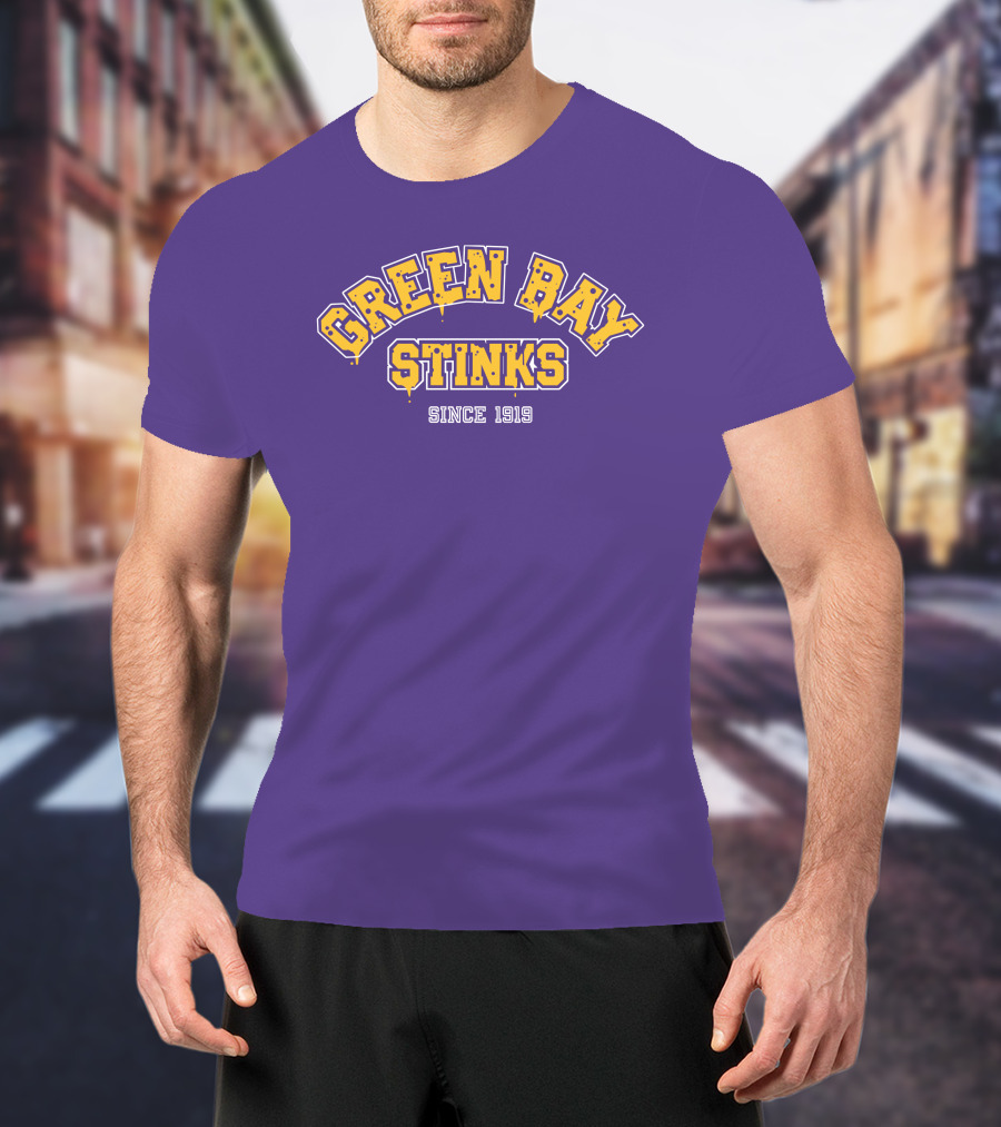 Green Bay Stinks Since 1919 John Randle Purple Yellow Football Rivalry Joke T-Shirt