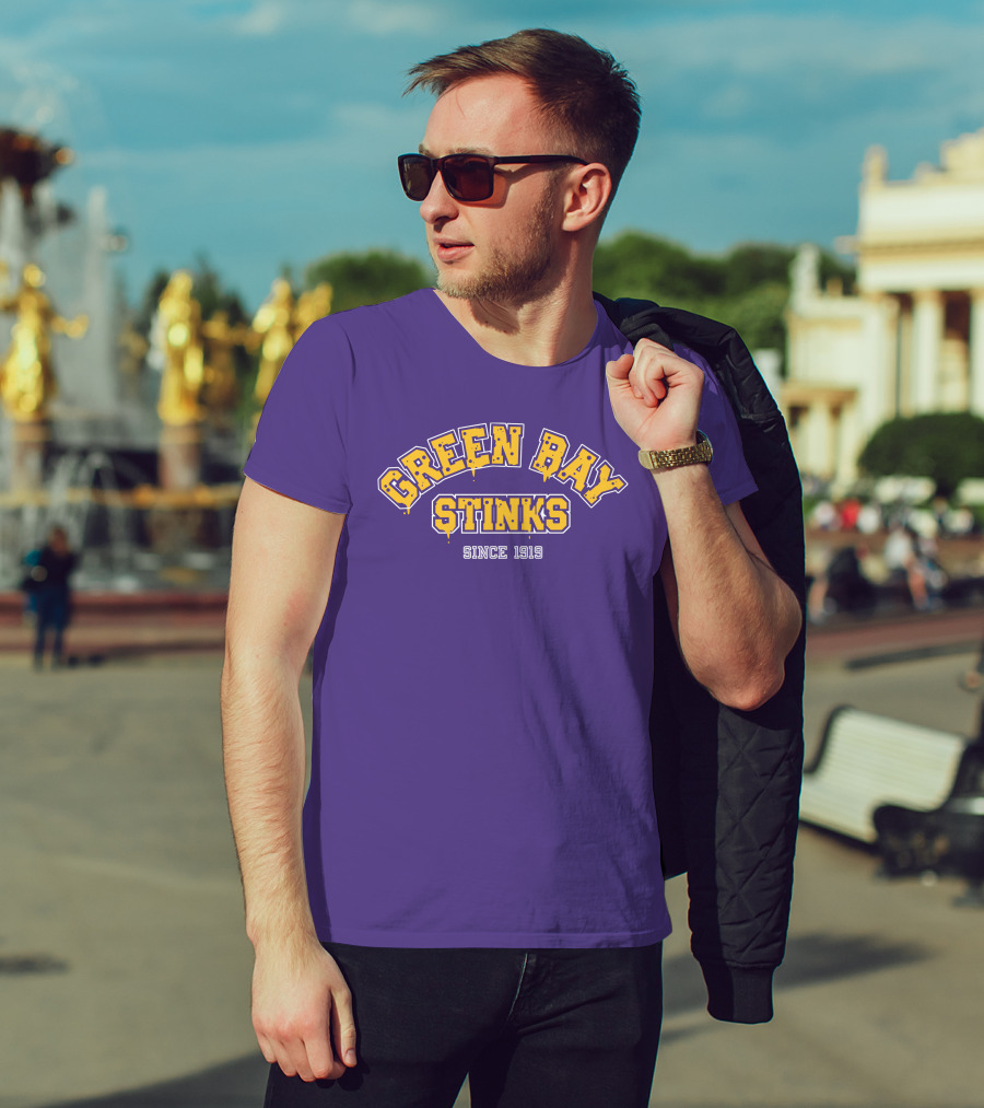 Green Bay Stinks Since 1919 John Randle Purple Yellow Football Rivalry Joke T-Shirt