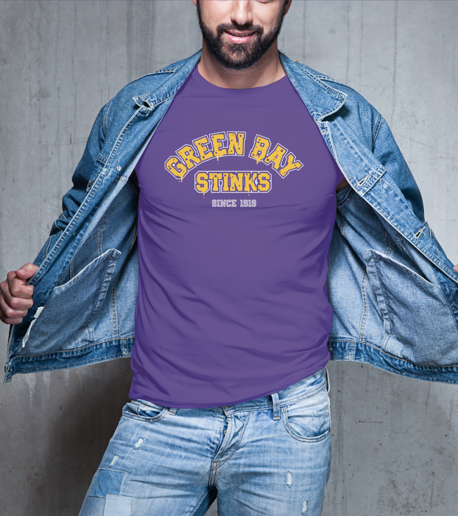 Green Bay Stinks Since 1919 John Randle Purple Yellow Football Rivalry Joke T-Shirt