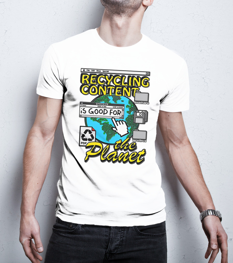 Recycling Content System Disk PDF Global Warm Earth Pics The Planet T-Shirt