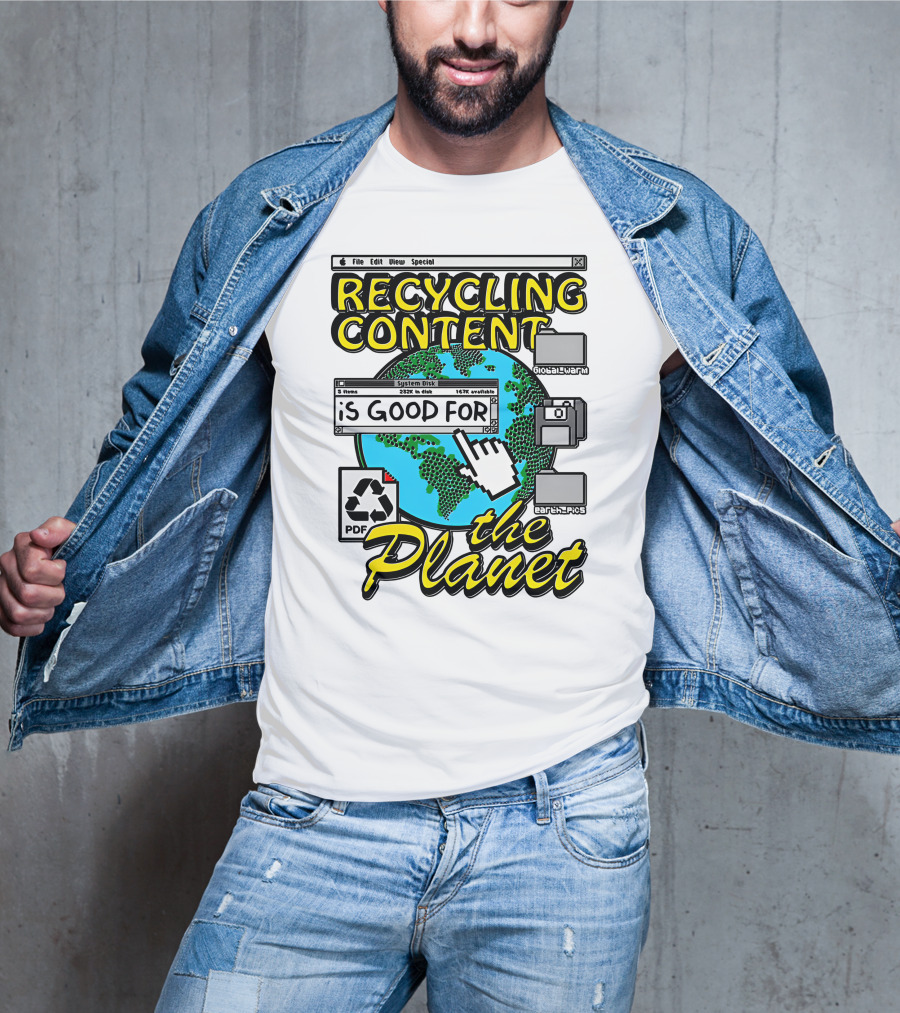 Recycling Content System Disk PDF Global Warm Earth Pics The Planet T-Shirt