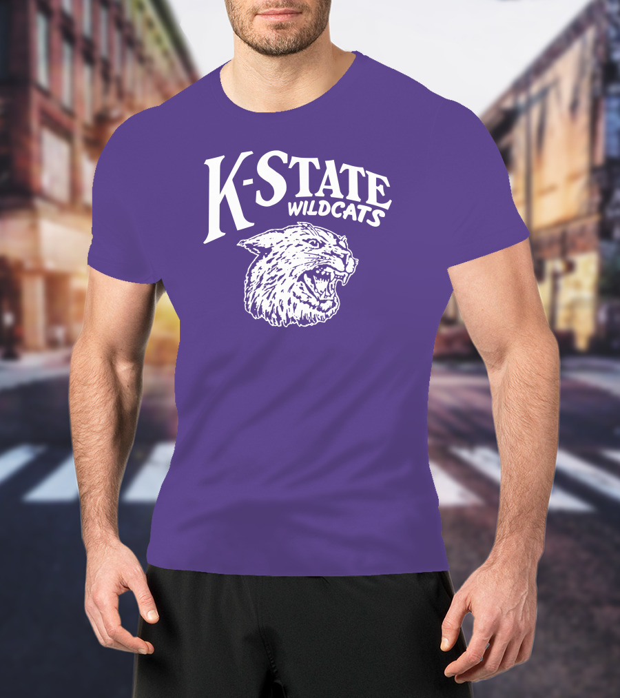 Charlie Hustle K-State Wildcats Vintage Purple Mascot T-Shirt