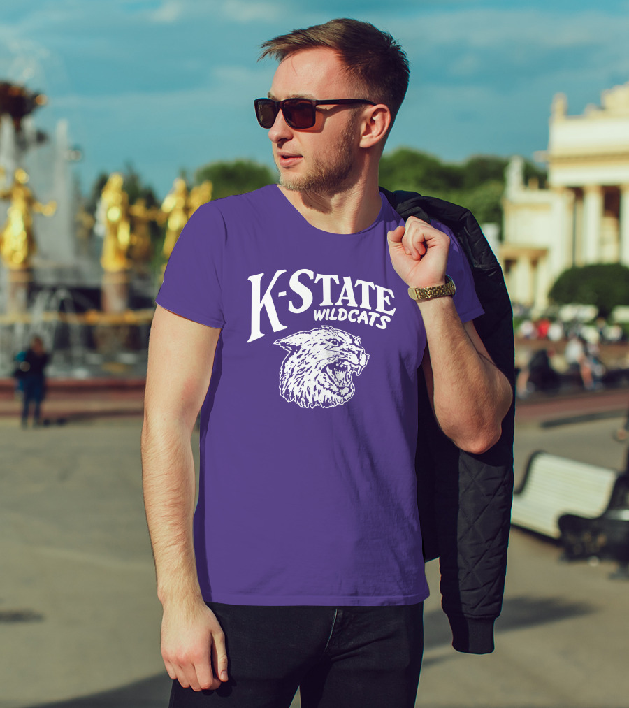 Charlie Hustle K-State Wildcats Vintage Purple Mascot T-Shirt