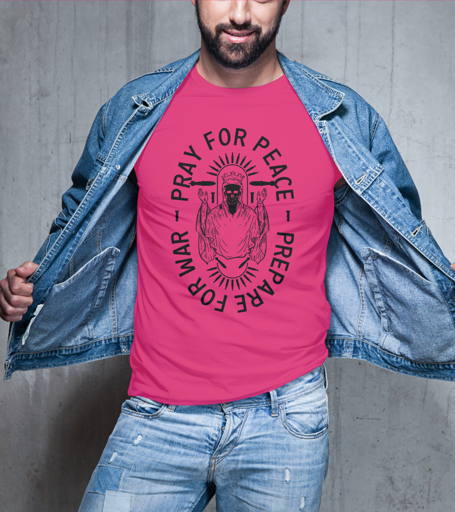 Lord Bell Pray For Peace Prepare For War Skeleton Halo T-Shirt