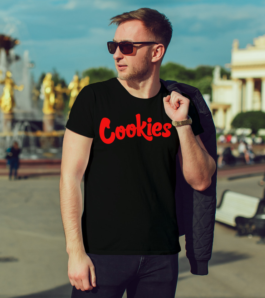 Matt Price Wears Cookies Text In Red T-Shirt