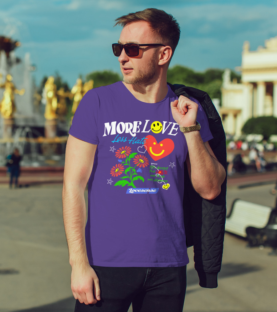 MORE LOVE Less Hate Smile Heart Flowers Stars Lovsense T-Shirt
