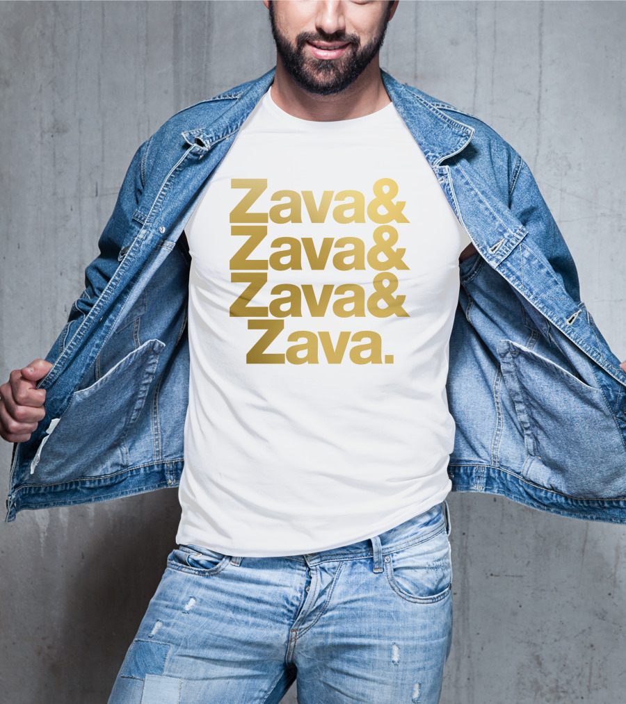 Zava Zava Zava Zava Gold Text Repetition T-Shirt