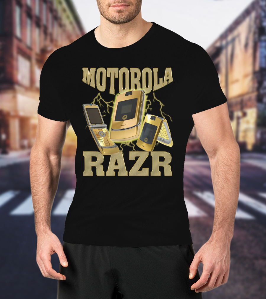 MOTOROLA RAZR Gold Flip Phone Lightning T-Shirt