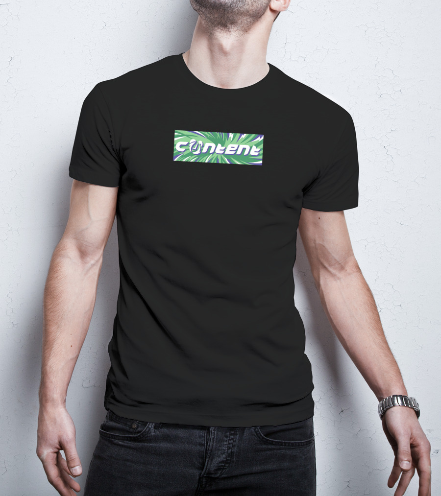 Content Bold Logo Green And Purple Swirl Aboutimejoey T-Shirt