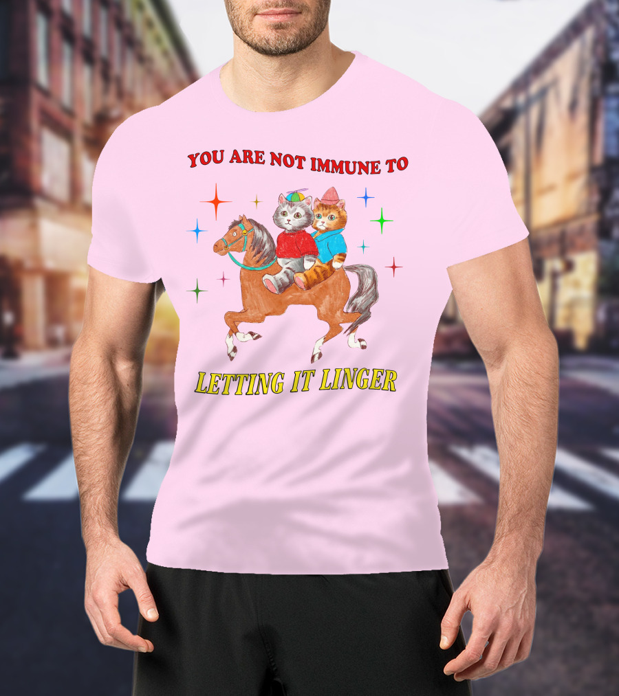 You Are Not Immune To Letting It Linger Cats On Horse With Colorful Stars T-Shirt