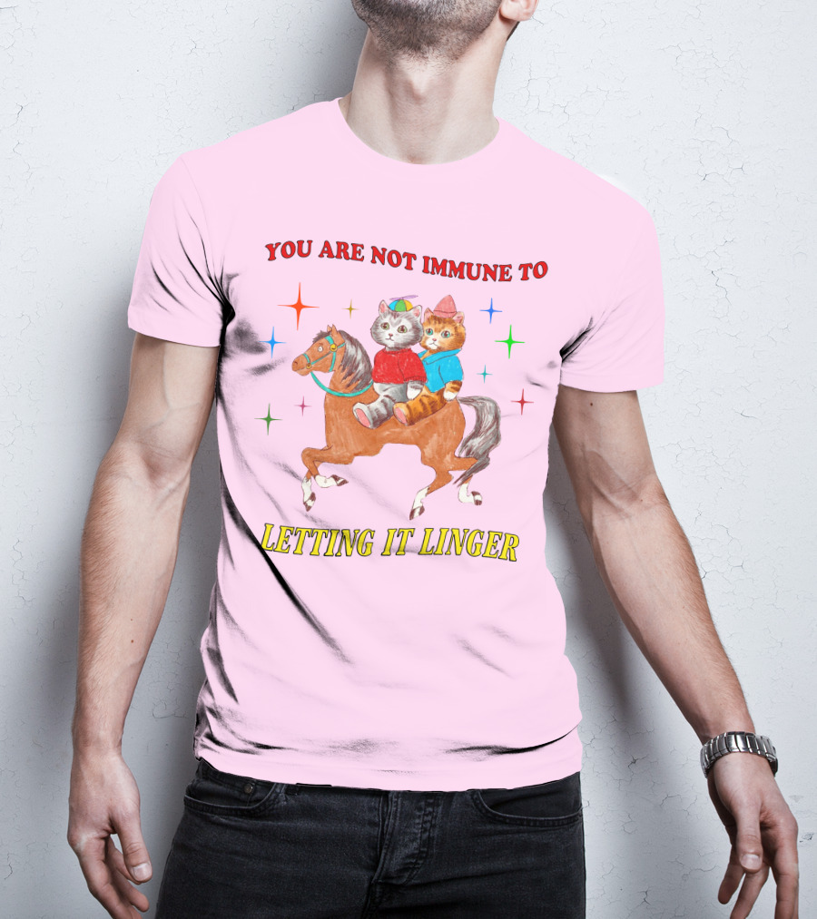 You Are Not Immune To Letting It Linger Cats On Horse With Colorful Stars T-Shirt