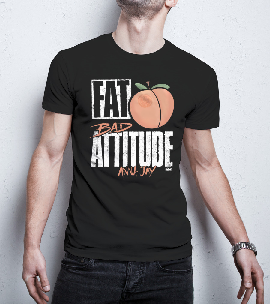 Fat Bad Attitude Anna Jay Aew Peach T-Shirt