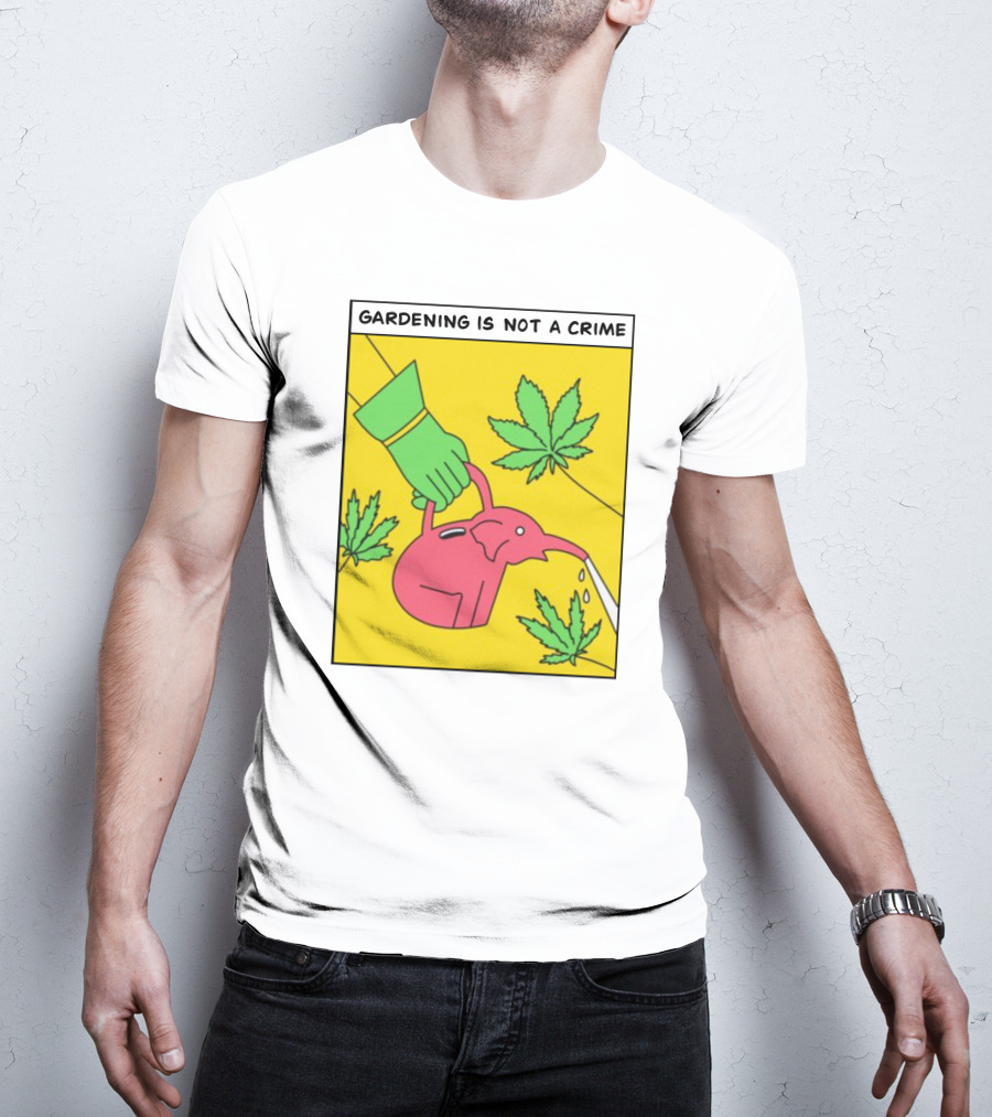 Gardening Is Not A Crime Hand Watering Can Cannabis Leaves T-Shirt