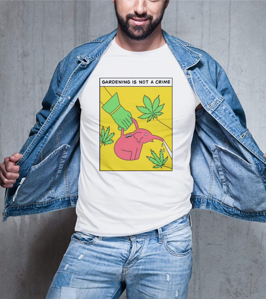 Gardening Is Not A Crime Hand Watering Can Cannabis Leaves T-Shirt