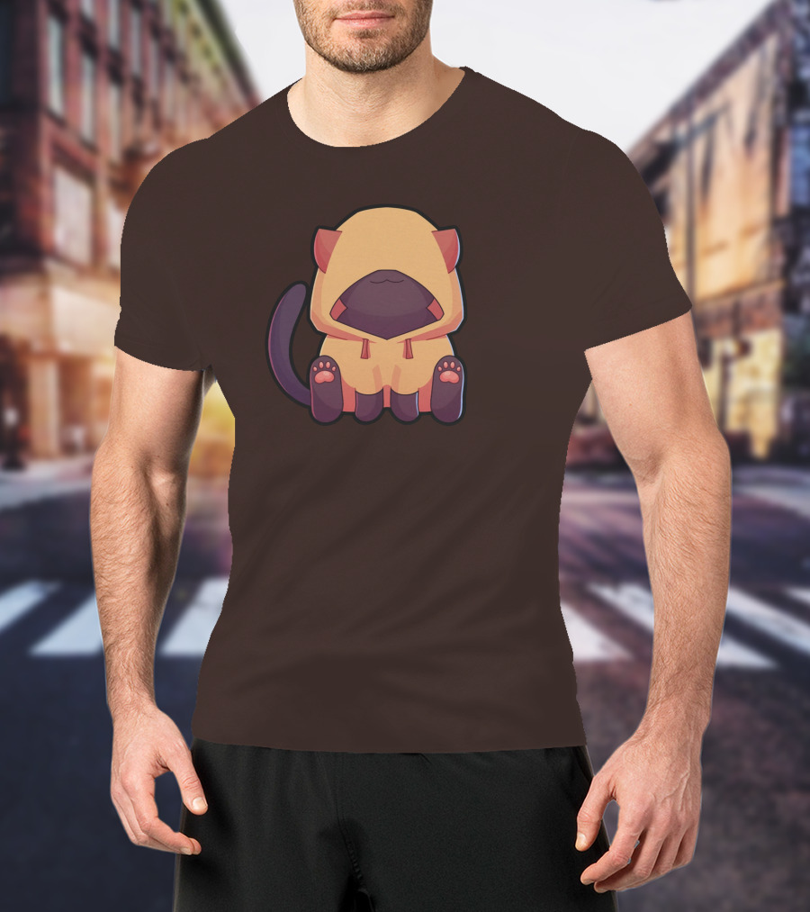 Wolfy The Witch Sitting Cat In Hooded Cloak With Paws Showing T-Shirt