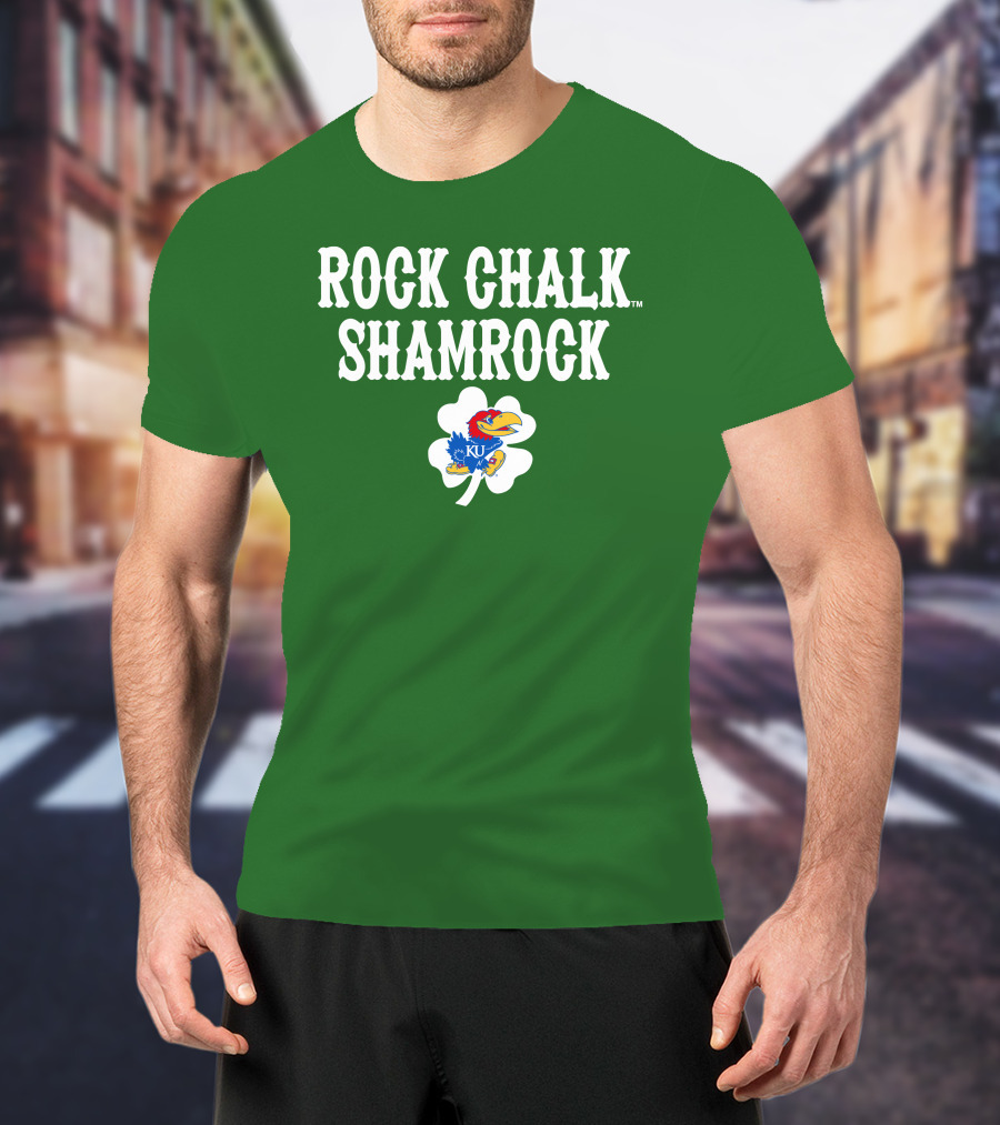 Rock Chalk Shamrock Kansas Jayhawks St Patrick’s Day Green T-Shirt